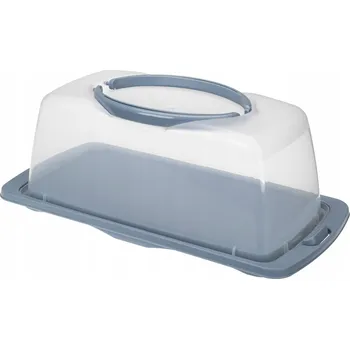 Dóza na potraviny Obdélníková dóza na koláč s víkem a držadlem KEKS šedá