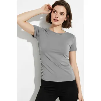 Sinsay - Tričko se řasením po stranách - šedá - 767BB-85X - 767BB-85X-XL