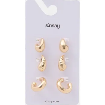 Náušnice Sinsay - Sada 3 párů náušnic - zlatá - 925GW-GLD - 925GW-GLD-ONE