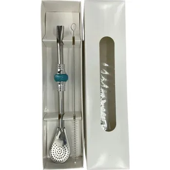 Cuchara Set bombilla + čistící kartáček, tyrkys