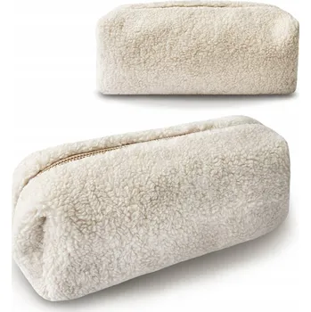 Kosmetická taška TEDDY Kosmetická taštička plyšová béžová Organizér do kabelky