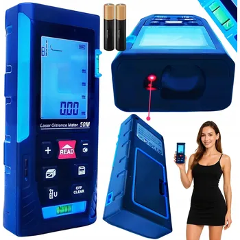 Měřící laser LASEROVÝ DÁLKOMĚR DIGITÁLNÍ MĚŘIČ VZDÁLENOSTI 50M vodováha ÚHLOMĚR