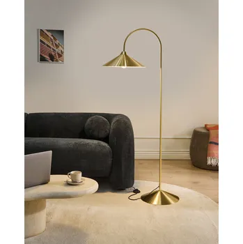Osvětlení Stojací lampa zlaté kovové stínidlo podstavec moderní styl obývací pokoj ložnice Beliani