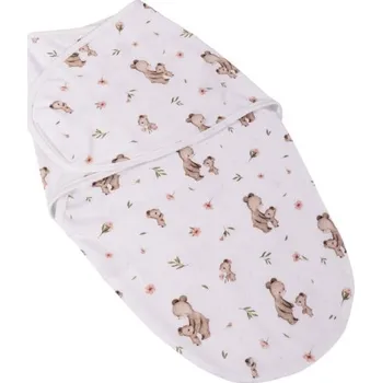 Bavlněný zavinovací vak, zavinovačka Premium Mommy Bear, bílá/hnědá