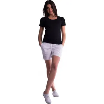 Be MaaMaa Těhotenské kraťasy s elastickým pásem - bílé, vel. XL