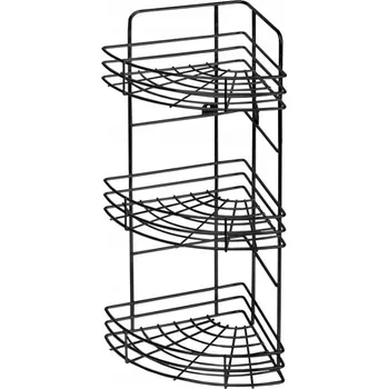 Koupelnový nábytek Rohová koupelnová police Galicja černá matná, 3-patrová