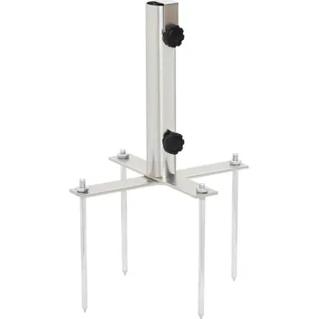 Stínicí technika vidaXL Základna pro slunečník se zemními hroty Ø32–38 mm stříbrná ocel [4003377]