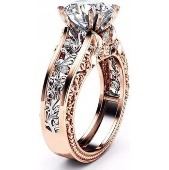 Prsten Diamantový Prstýnek Zirkon brus z přírodního růžového zlata