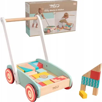 Dětské chodítko OWL & FOX DŘEVĚNÉ CHODÍTKO PRO MIMINKA ODRÁŽEDLO S KOSTKAMI, VOZÍTKO, CHODÍTKO, 12M+