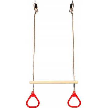 Obraz 4iQ Dřevěná hrazda na houpačku s červenými úchyty