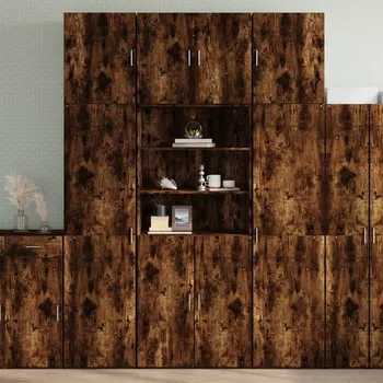 Příborník do zásuvky vidaXL Skříň highboard 80 x 42,5 x 249 cm kompozitní dřevo [3281363] Barva: kouřový dub