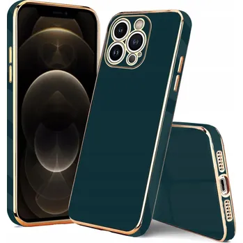 Pouzdro na mobilní telefon Zadní Kryt pro Apple iPhone 12 PRO, ZLATÝ RÁMEČEK, zelený