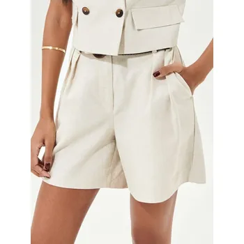 Dámská móda Sinsay - Kraťasy s&nbsp;páskem k&nbsp;uvázání - béžová - 487AL-02M - 487AL-02M-XS-2