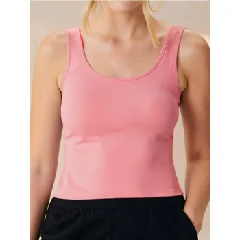 Dámská móda Sinsay - Top z&nbsp;žebrovaného úpletu - broskvová - 307AI-24X - 307AI-24X-M