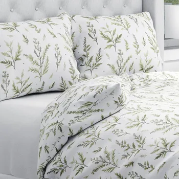 Povlečení Bavlněné ložní povlečení Sandra SA-718 Zelené natě bylinek na bílém Jednolůžko 140x200 a 70x90 cm