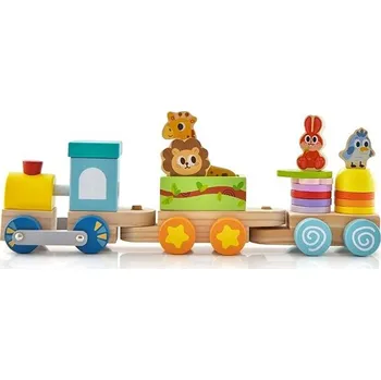 Vláček a vláčkodráha Costway Stohovací vláček s figurkami zvířátek