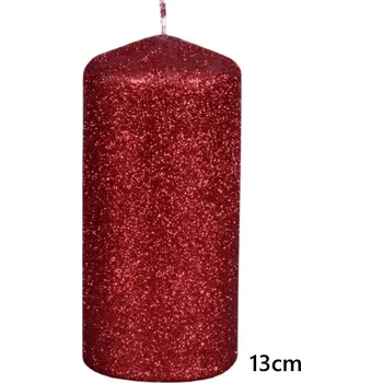 Svíčka Vánoční ČERVENÁ SVÍČKA s glitrem, 70x150mm v150064