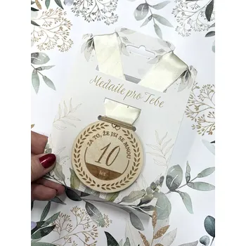 Žertovný předmět Albi Medaile pro Tebe, že jsi se mnou 10 LET, dřevěná se stuhou 7410009