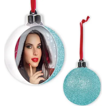 Vánoční ozdoba FOTODÁREK: VÁNOČNÍ OZDOBA MODRÁ na fotografii, průměr 7,5cm m130007