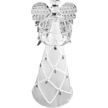 Vánoční dekorace Skleněný anděl na 1 čajovou svíčku 20 cm