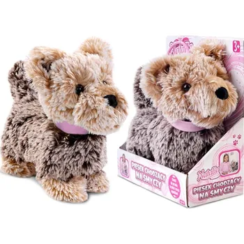 plyšák HNĚDÝ INTERAKTIVNÍ PEJSEK NATÁLKA NA VODÍTKU ŠTĚKÁ PLYŠOVÁ HRAČKA