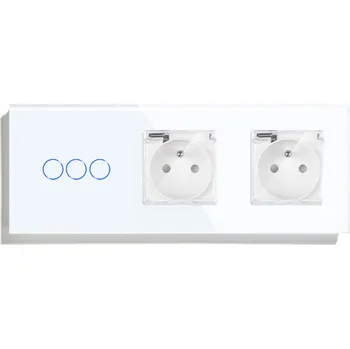 vypínač DVOJITÝ DOTYKOVÝ SPÍNAČ 2K WIFI DVĚ VODOTĚSNÉ ZÁSUVKY S VÍKEM IP44