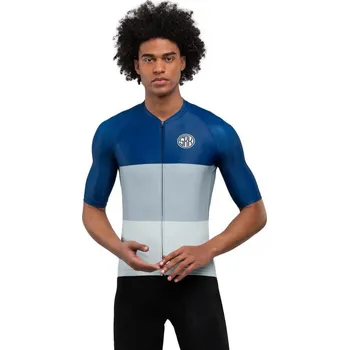 cyklistický dres SIROKO Pánský cyklistický dres s krátkým rukávem M2 Riedberg Modrá XS BÍLÁ|MODRÁ|ŠEDÁ