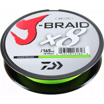 Daiwa J-Braid X8 japonská Šňůra 8 pramenů 0,13 mm 150 m 8 kg limetka 1 Ks .