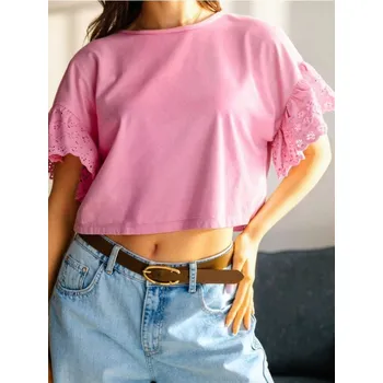 Dámská halenka Sinsay - Halenka s krajkovými rukávy - růžová - 364EV-38X - 364EV-38X-XS