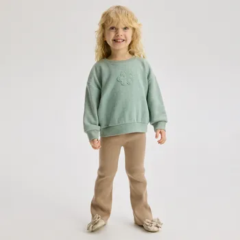 Dívčí mikina Reserved - Bavlněná mikina s aplikací - bledá zelená - 361DB-07M - 361DB-07M-80