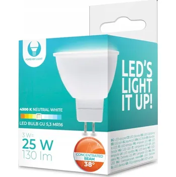 Žárovka LED žárovka GU5.3 MR16 3W 12V 4500K 130lm Forever