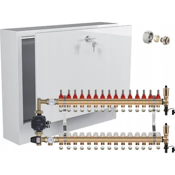 rozdělovač topení Rozdělovač pro podlahové topení 15 s GRUPOU GRUNDFOS + PEX + SKŘÍŇKA NA OMÍTKU