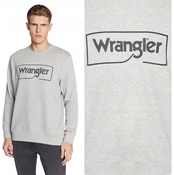 Pánská mikina WRANGLER FRAME LOGO CREW PÁNSKÁ MIKINA S POTISKEM BEZ KAPUCE L
