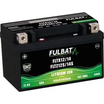 Motobaterie lithiová baterie LiFePO4 YTX12-BS, YTX14-BS, YTZ12S-BS, YTZ14S-BS FULBAT 12V, 8Ah, 480A, hmotnost 1,20 kg, 150x87x93
