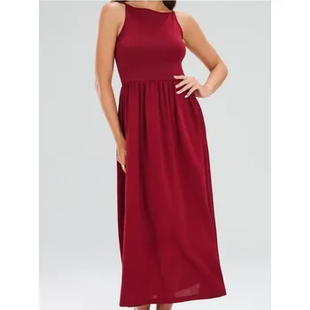 Dámská móda Sinsay - Midi šaty na ramínka - burgundy - 668FI-83X - 668FI-83X-XL