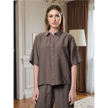 Dámské tričko Sinsay - Tričko s krátkým rukávem - hnědá - 933EN-12X - 933EN-12X-XL