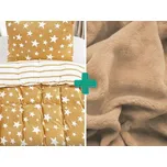 2x povlečení mikroplyš HVĚZDY béžové + prostěradlo mikroplyš SOFT 180x200 cm béžové 177449311