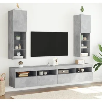 Obývací stěna vidaXL TV skříňky s LED osvětlením 2 ks 30,5 x 30 x 102 cm [837022] Barva: Betonová šedá