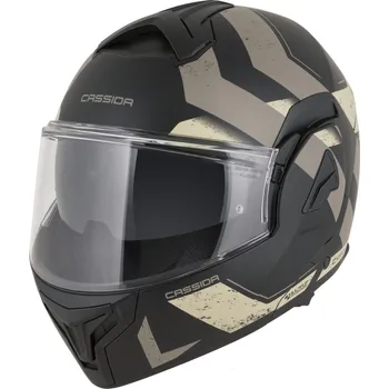 Helma na motorku Překlopná přilba CASSIDA MultiFlip Korp (černá matná/písková/khaki) 2026