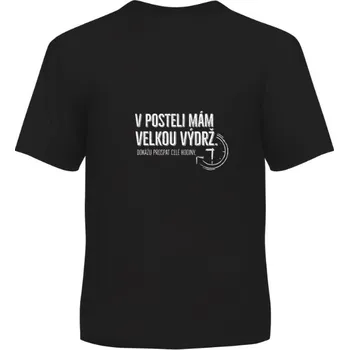 Pánská móda Albi Humorné tričko - V posteli mám velkou výdrž, velikost XXL d430058