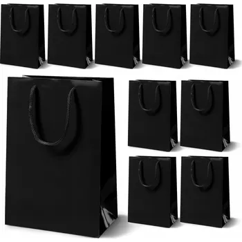 Dárková taška ČERNÉ LAMINOVANÉ TAŠKY 24x9x32 cm PAPÍROVÉ TAŠKY na DÁRKY 10 ks
