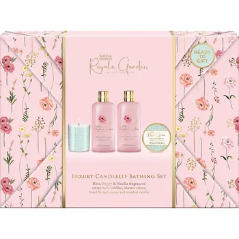 Kosmetická sada Baylis&Harding Rose, Poppy & Vanilla Sada péče o tělo se svíčkou, 4dílná k400131