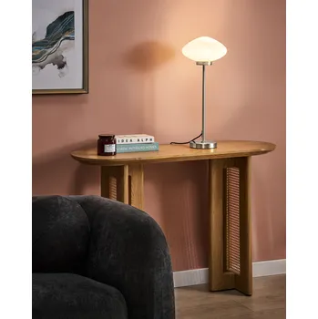 Lampička Stolní lampa stříbrná železná kovová základna sklěněné stínidlo bílá moderní obývací pokoj ložnice Beliani