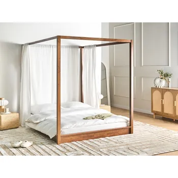 Ložnice Postel tmavě hnědá 180 x 200 cm bez čela minimalistický design nízká moderní Beliani