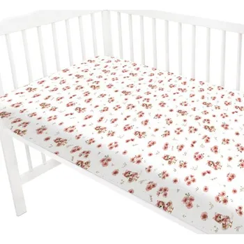 Prostěradlo Prostěradlo do postýlky 120x60cm, bavlna, Kačenky - bílá, pudrově růžová