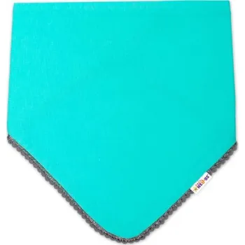 Módní doplněk Dětský bavlněný šátek na krk s mini bambulkami Baby Nellys - mátový/šedý lem