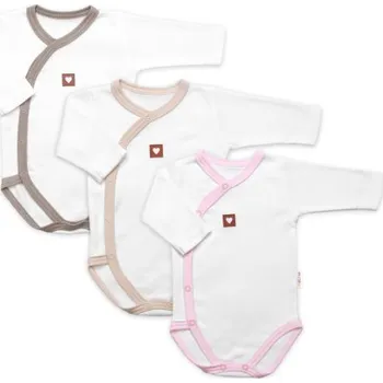 Dětská móda Rostoucí výhodná sada, 3x Body zap. bokem Nature - růžová/béžová/taupe