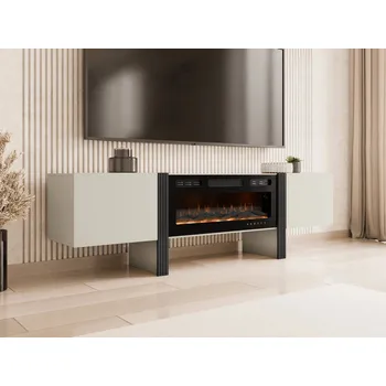 Televizní stolek TV stolek LUNET s biokrbem - kašmír / kašmír + černý