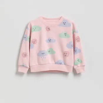 Dívčí mikina Reserved - Vzorovaná mikina - pastelově růžová - 905HV-03X - 905HV-03X-86