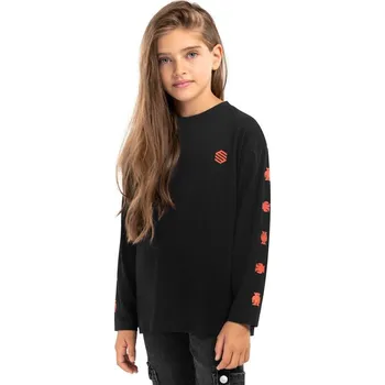 Pánské tričko SIROKO Bavlněné dívčí triko s dlouhým rukávem Buzz-G Černá ČERNÁ